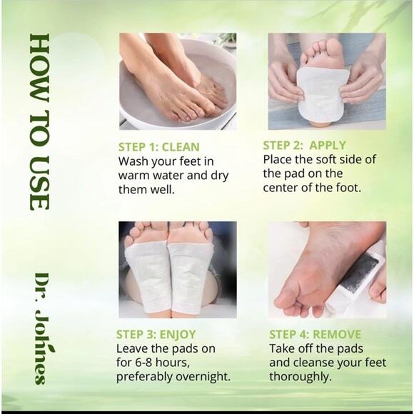 Dr Johnes Deep Cleansing Foot Pads Natural Ginger and Bamboo Foot Care - Picture 5 of 6